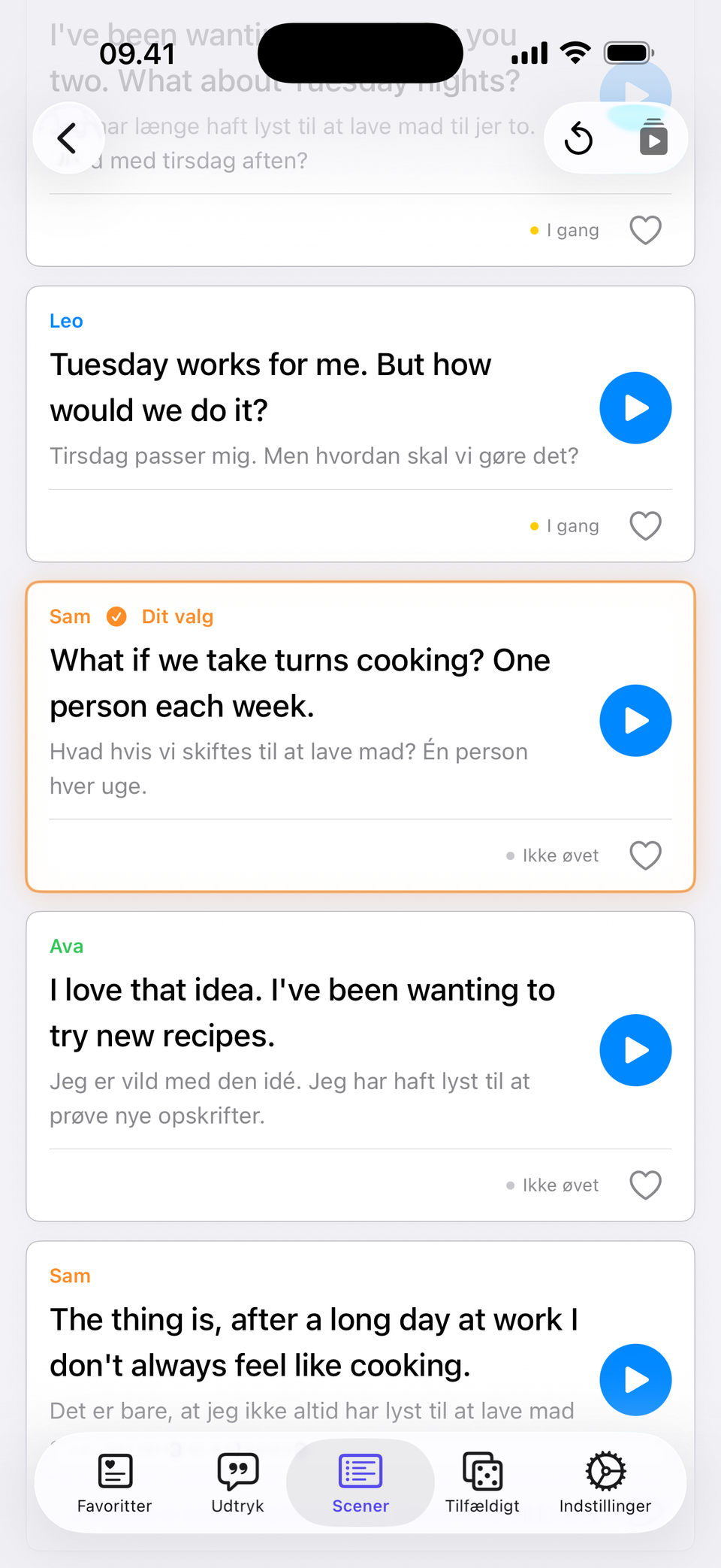 Vælg et svar — Skift samtalens retning