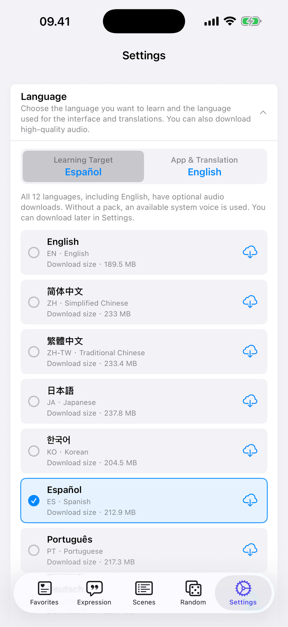 Choose Your Target — Learn 12 Languages