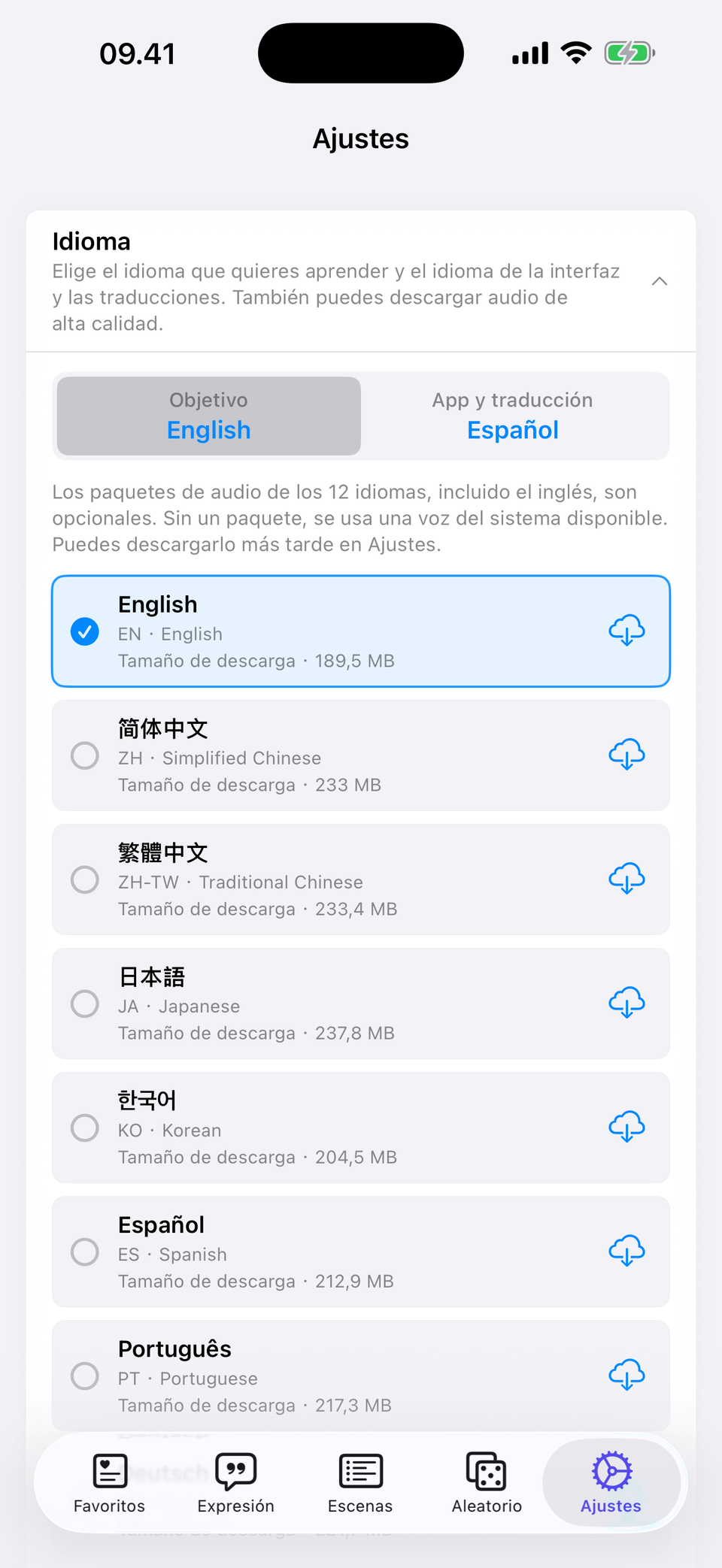Elige tu objetivo — Aprende 12 idiomas