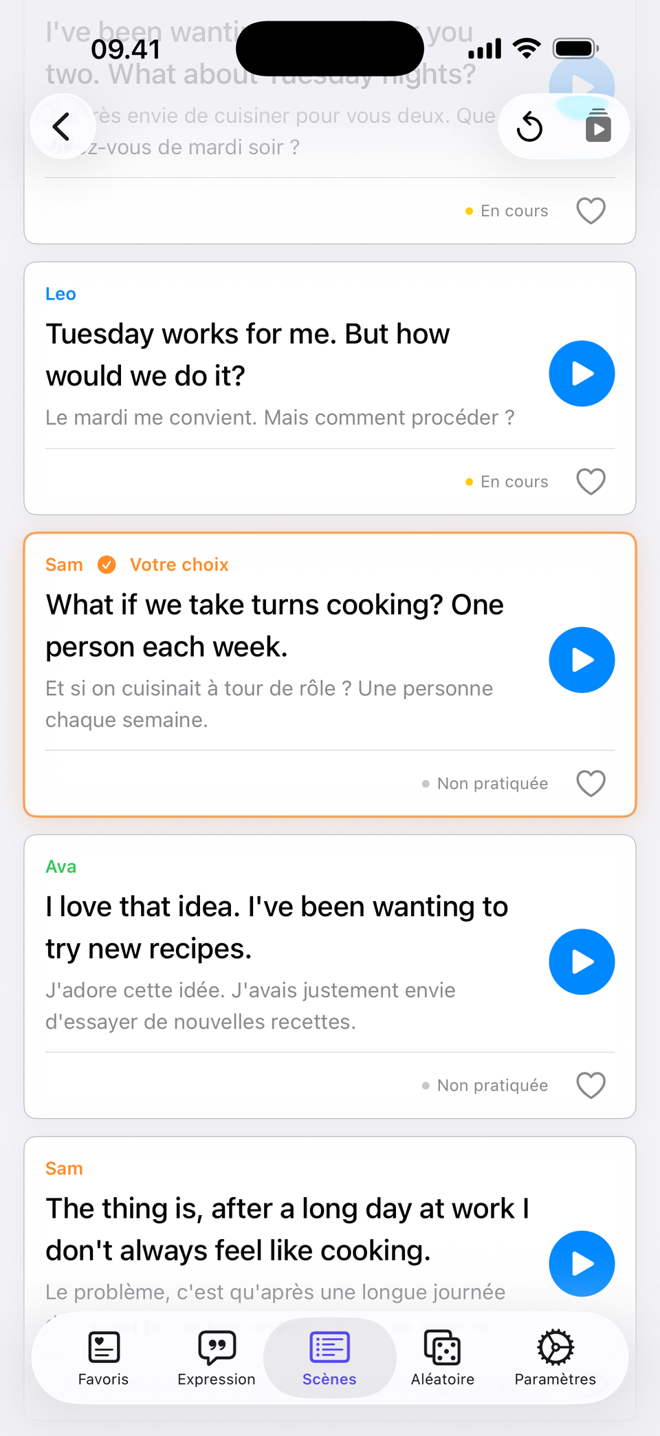 Choisissez une réponse — Changez le dialogue