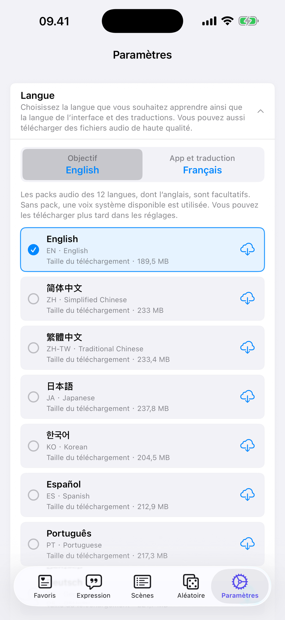 Choisissez votre cible — Apprenez 12 langues