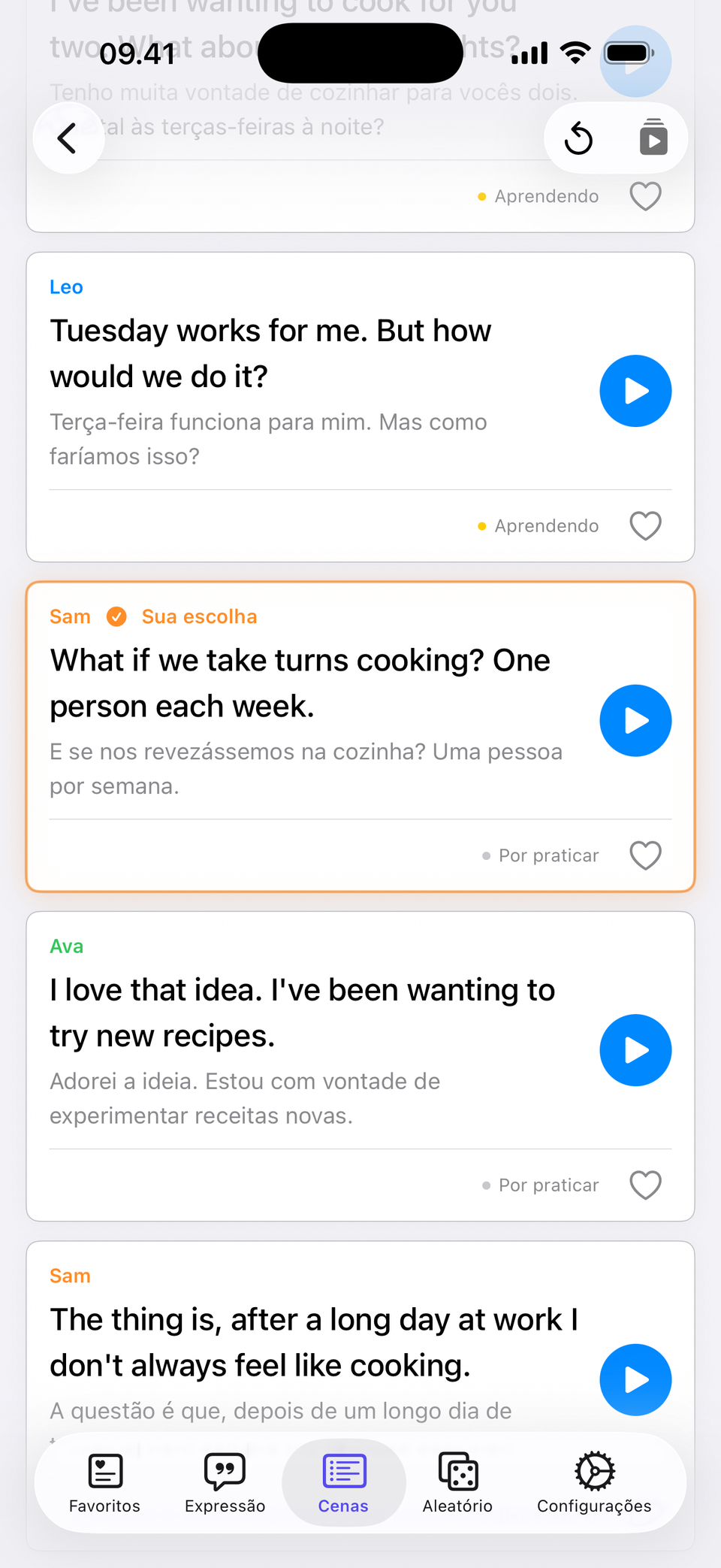 Escolha uma resposta — Mude a conversa